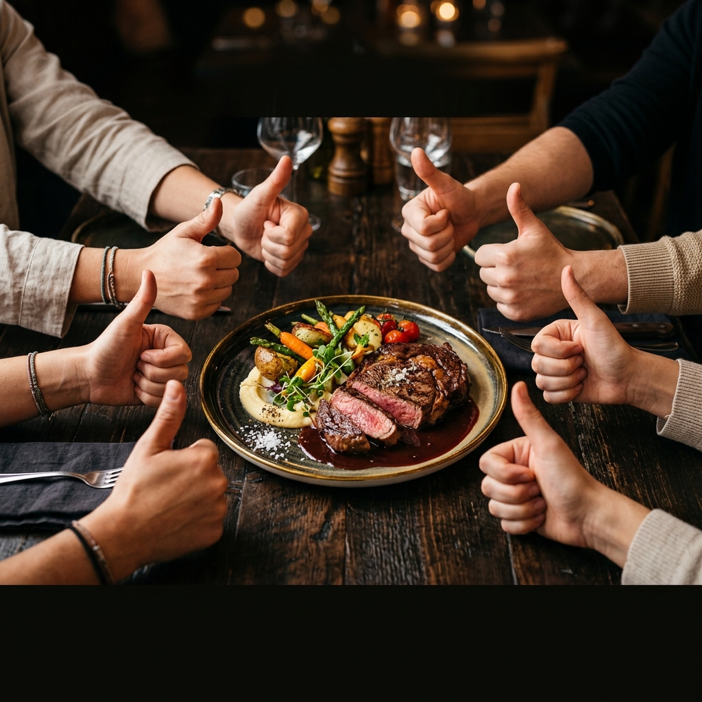 Food with thumbs up